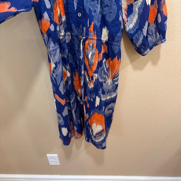 Tuckernuck Banjanan Blue Red Cotton Ikat Long Sleeve Mini Dress XS - Picture 7 of 12